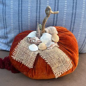 Beach Themed Pumpkin-Sea Shell Pumpkin-Velvet Pumpkin-New!